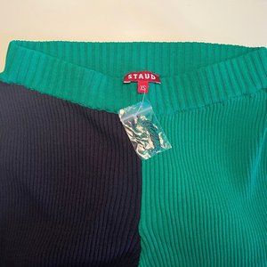 Staud Fama Pants Ribbed Blue/Green Color Block